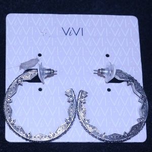 Bling Diamond Etched Hoops 1.5 Diameter Earrings